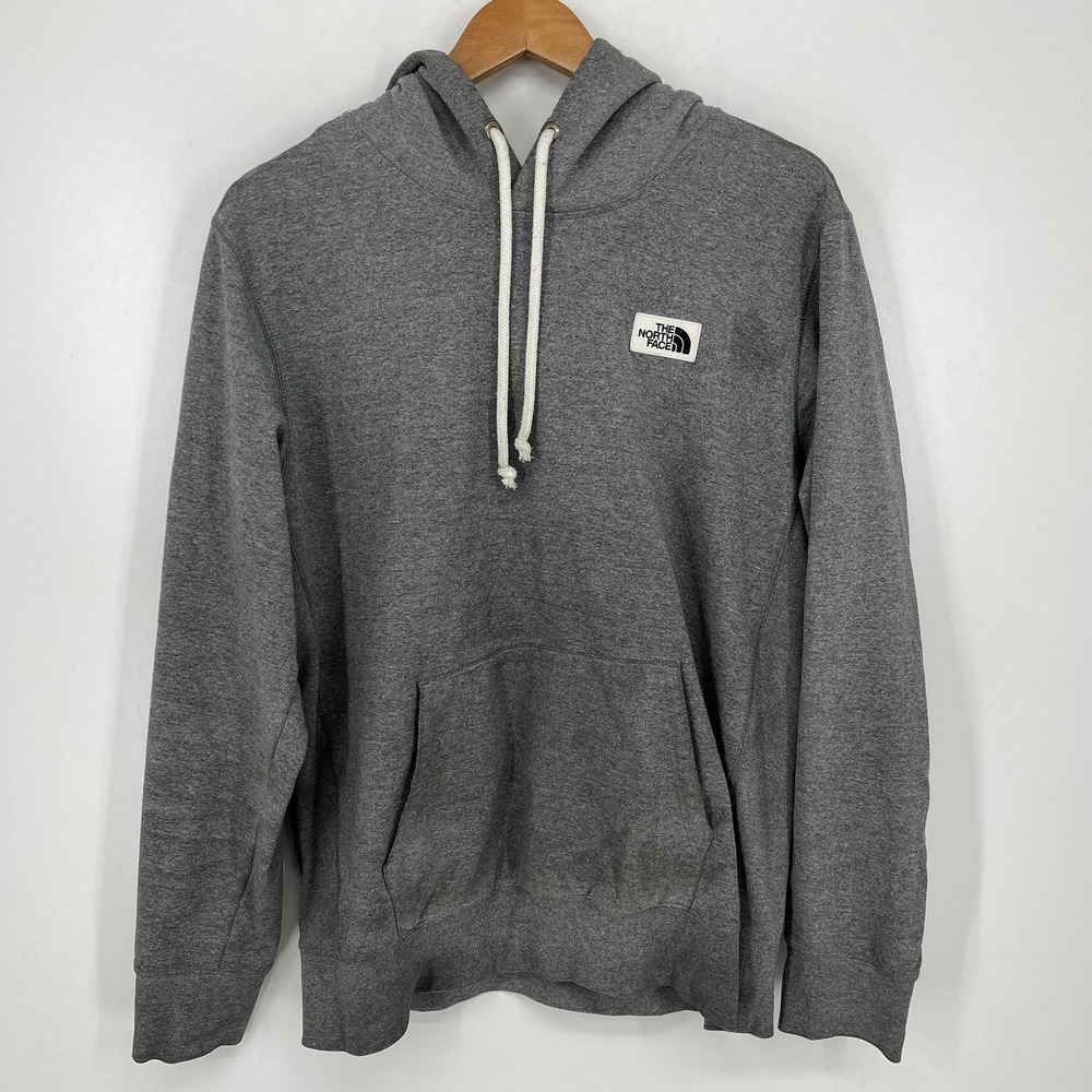 The North Face Mens Gray Box Logo Pullover Hoodie Size M Pullover